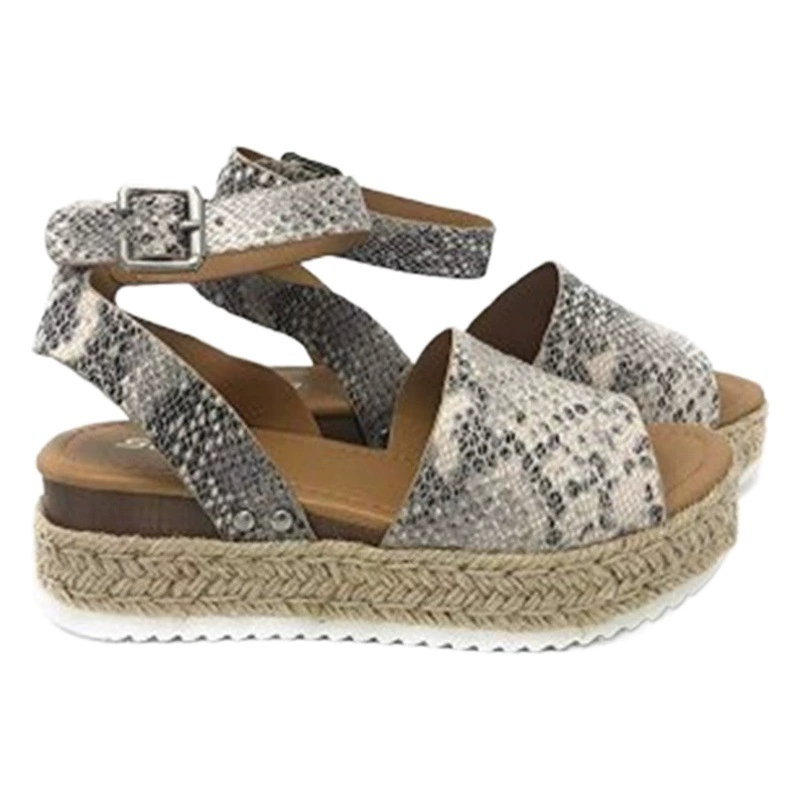 Внешняя торговля женская обувь больших размеров женские сандалии на толстой подошве пояс с пряжкой одним словом на танкетке пеньковая веревка легкие сандалии на высоком каблуке на толстой подошве женские европейские и американские