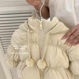时尚宝宝洋气毛球韩版女童棉服新款冬季加厚保暖棉衣儿童外套棉袄
