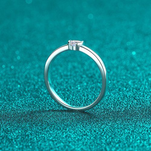 925 Pure Silver Women's Plated PT950 Gold Ring Manufacturer Wholesale 30mm Heart Shaped Moissanite Ring Setting Band