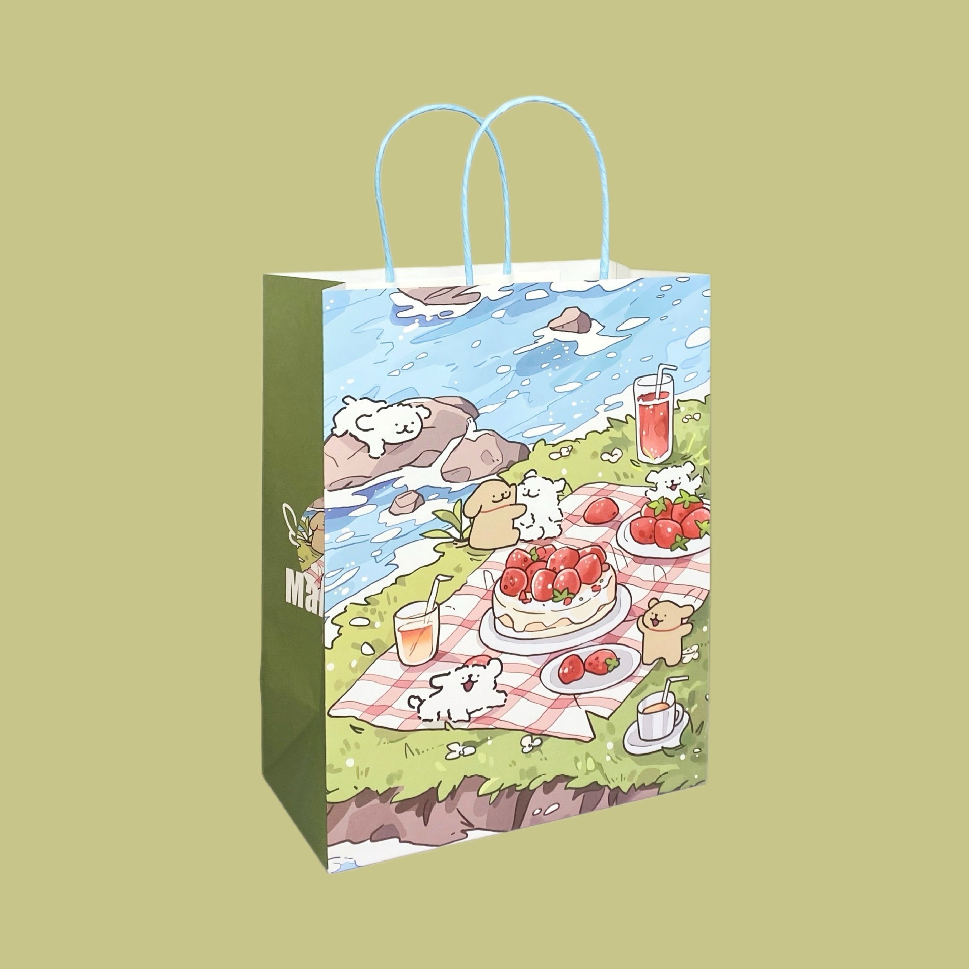 새로운 핑크 체크 나들이 라인 강아지, 흰색 소가죽, 대형 21*11*27cm(특정 치수는 그림에 표시됨)