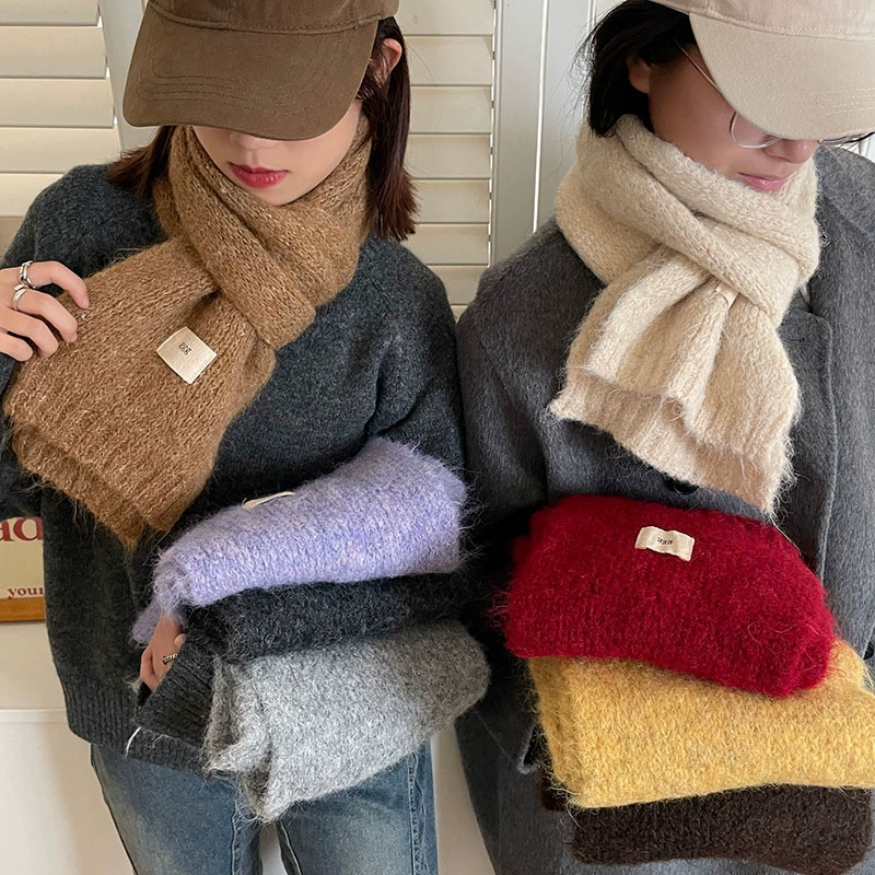 Demi-season keep warm universal cute knitted scarf, high-quality style, Korean style