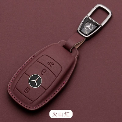 Car key bag: gle bag E300L a200L - mercedes-benz-a-napa-leathersquare-buckle-volcanic-red