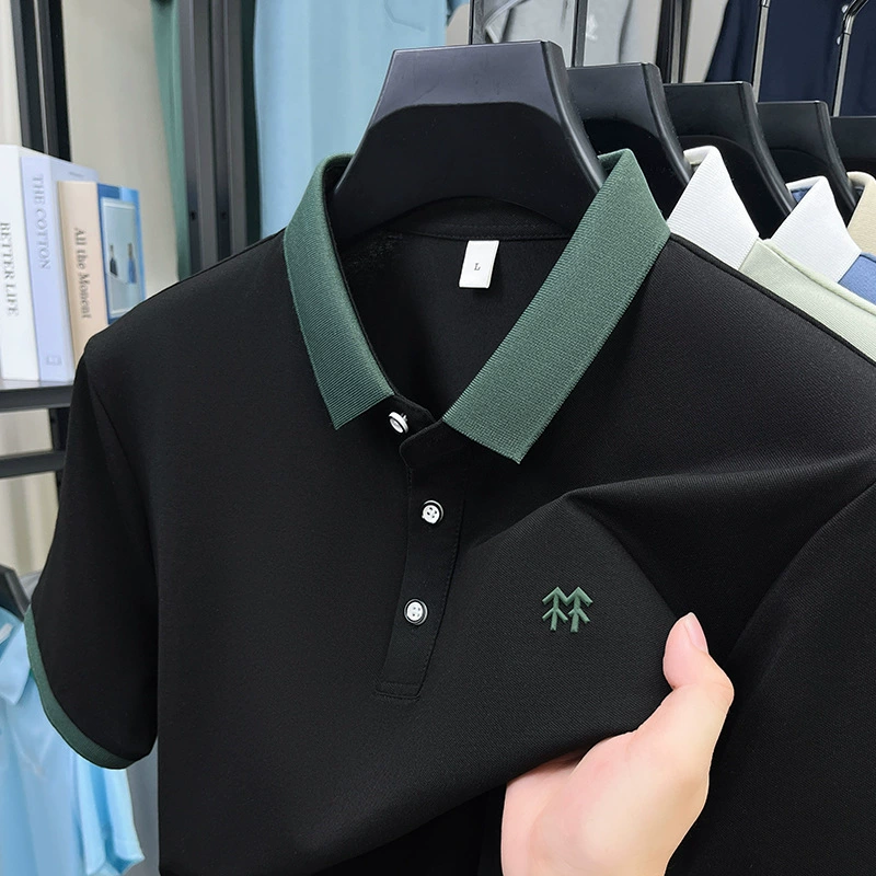 Новая летняя рубашка-поло с короткими рукавами, мужская прямая трансляция, популярная повседневная хлопковая футболка с лацканами, модный топ с половиной рукавов, трансграничный