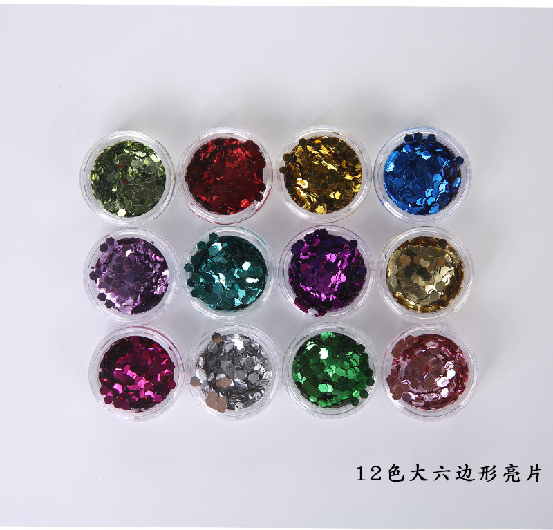 12 colores de uñas belleza Ojo Maquillaje Glitter lentejuelas cerámica suave fruta pieza perla polvo Delgado mezclado accesorios la joyería BRICOLAJE