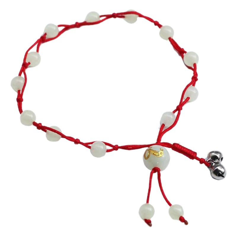 Оптовая продажа Luminous Stone Twelve 12 Зодиак ножной браслет ночной жемчужный колокол в этом году красная веревка мужчины и женщины ножное кольцо для любителей веревки
