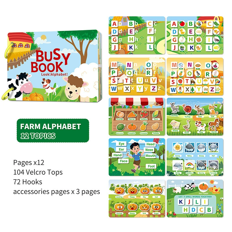 Умная книга (Busy Book) — тихая книга, прочный на разрывы набор наклеек-пазл для малышей, несколько тем