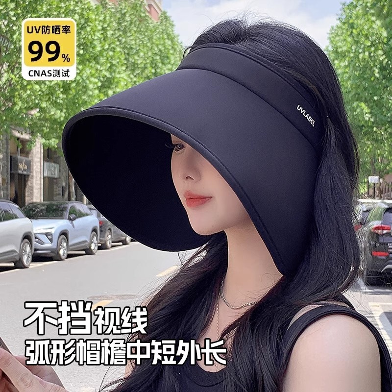 Wrap-around full face sun hat female summer big brim empty top sun hat cycling UV protection Ice Silk sun hat