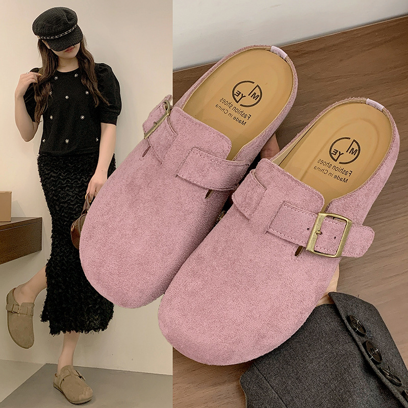 Baotou Bocken zapatos zapatillas de mujer zapatillas de un pie retrógrado cómodo perezoso zapatos de mujer zapatillas de moda