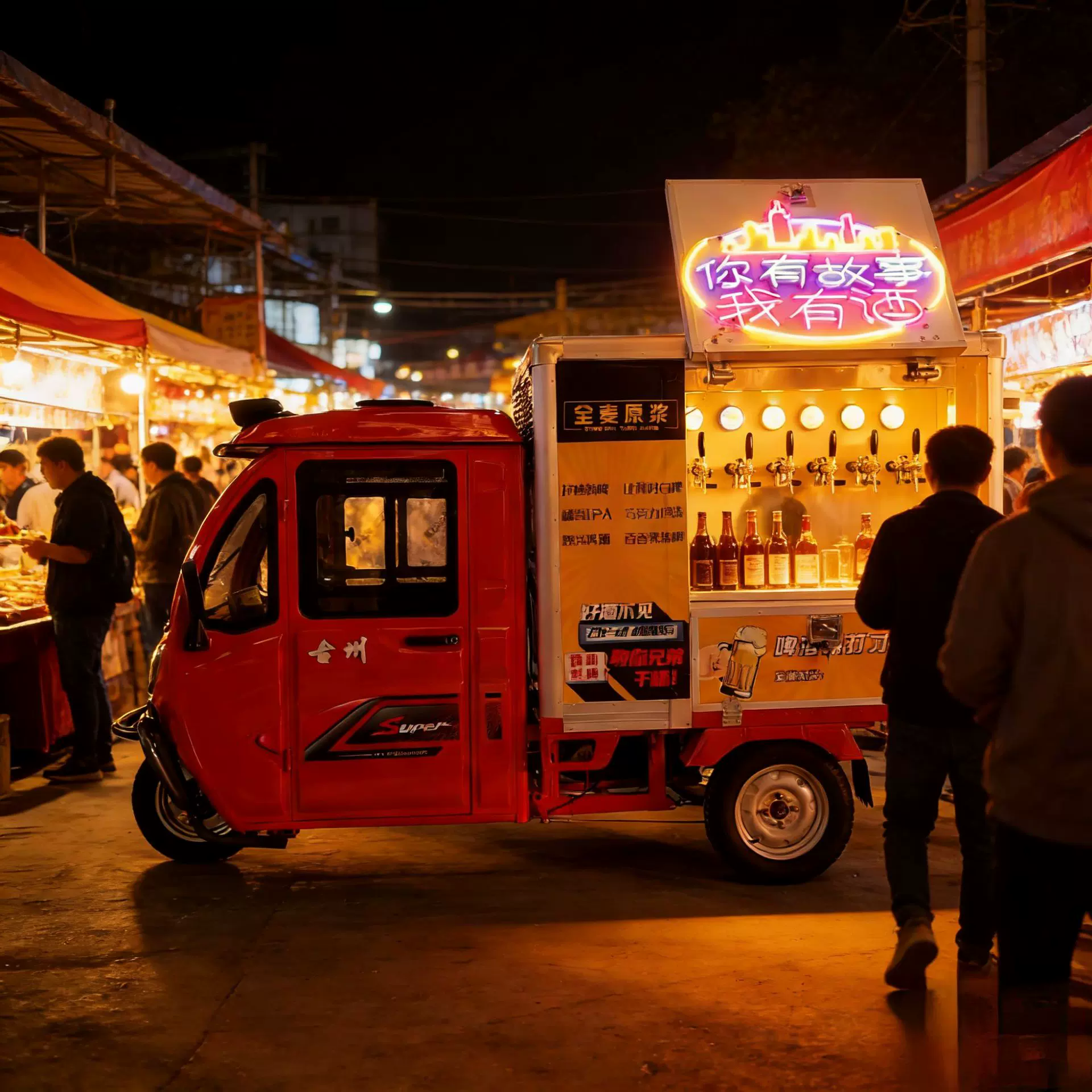 移动售酒车合金车身移动精酿冷藏潍青售啤酒三轮车程包办挂牌服务