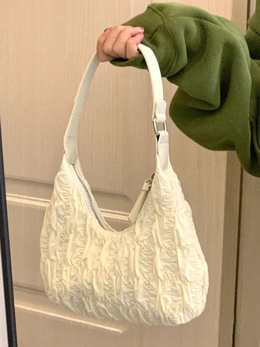 Cream Puff Bag Girly Cloud Pleated Handbag Autumn Fashion Cloth Bag One-shoulder Dumpling Sweet and Cool Underarm Bag