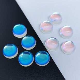 Spot Wholesale 3-12 Round Flats Plain Ab Colorful Moonstone Round Colorful Ab Moonlight Glass Loose Stone