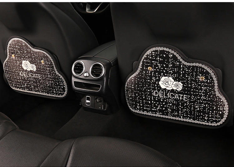 Camellia Rose Women's Chair Back Anti-Kick Pad Car Seat Back Anti-Fouling Pad Seat Back Pocket Hanging Type