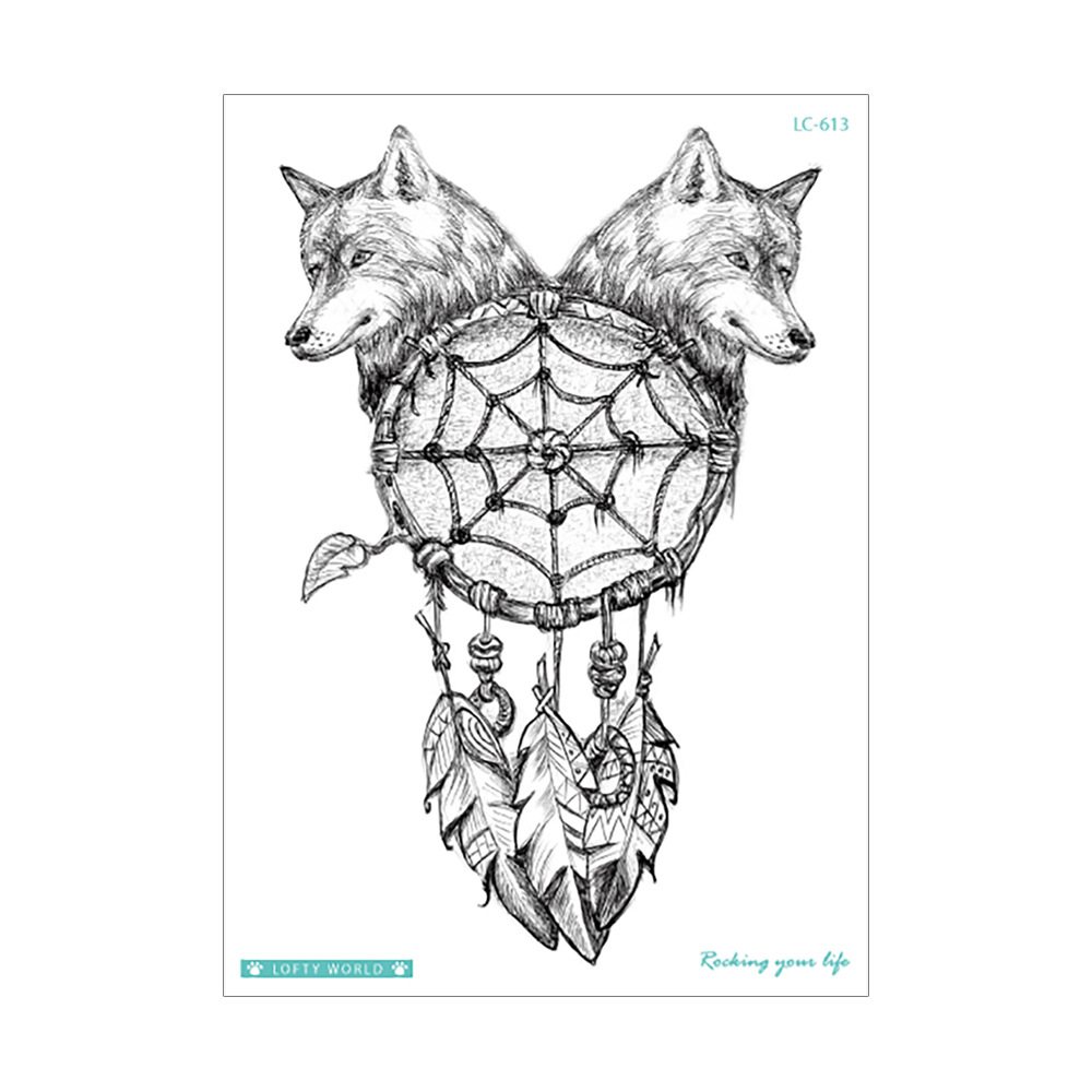 Nueva flor impermeable brazo tatuaje pegatinas personalidad original Lobo tatuaje pegatinas animal patrón tatuaje desechable al por mayor