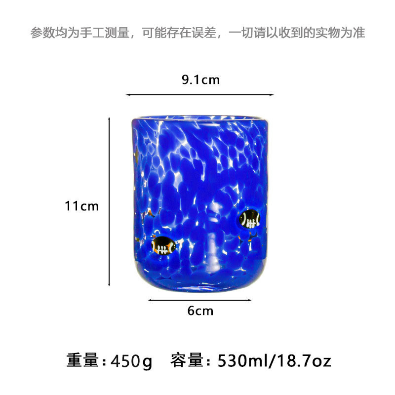 中古人工开口贴片水晶玻璃杯樱桃草莓压花贴片装饰饮品咖啡杯|undefined