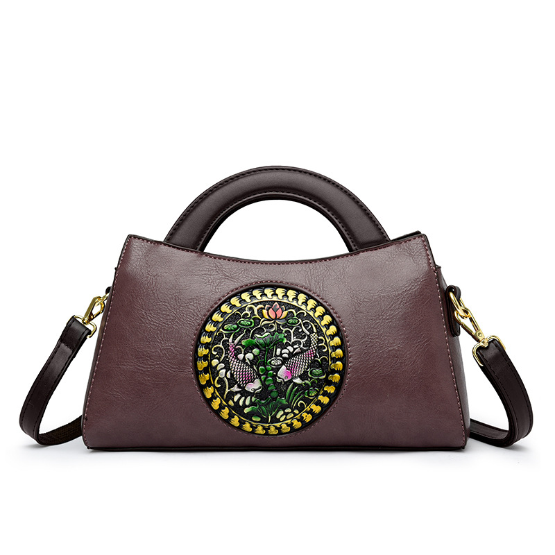 Bolso de mujer 2023 nuevo estilo nacional artístico costura moda mujer bolsa de sillín portátil hombro bolsa de mensajero al por mayor