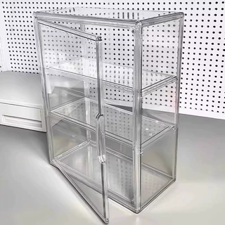桌面化妆品收纳盒透明痛柜吧唧收纳盒壁挂亚克力盒谷子手办展示柜
