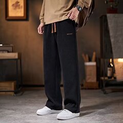新款休闲裤男雪尼尔休闲裤男春秋装运动裤美式潮流百搭灯芯绒直筒
