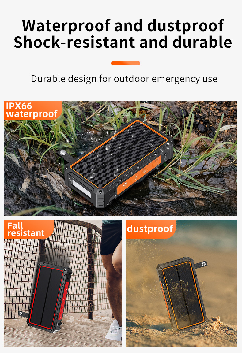 Tough Tested 24k Mah Powerbank Solar W/usb-c Ip67 D/w/sh I