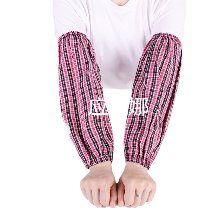 Cotton Plaid Cotton Sleeves for Men and Women Labor Protection Long Factory Workshop Anti-oil Stain Sleeves Sunscreen Hand Sleeves Wholesale