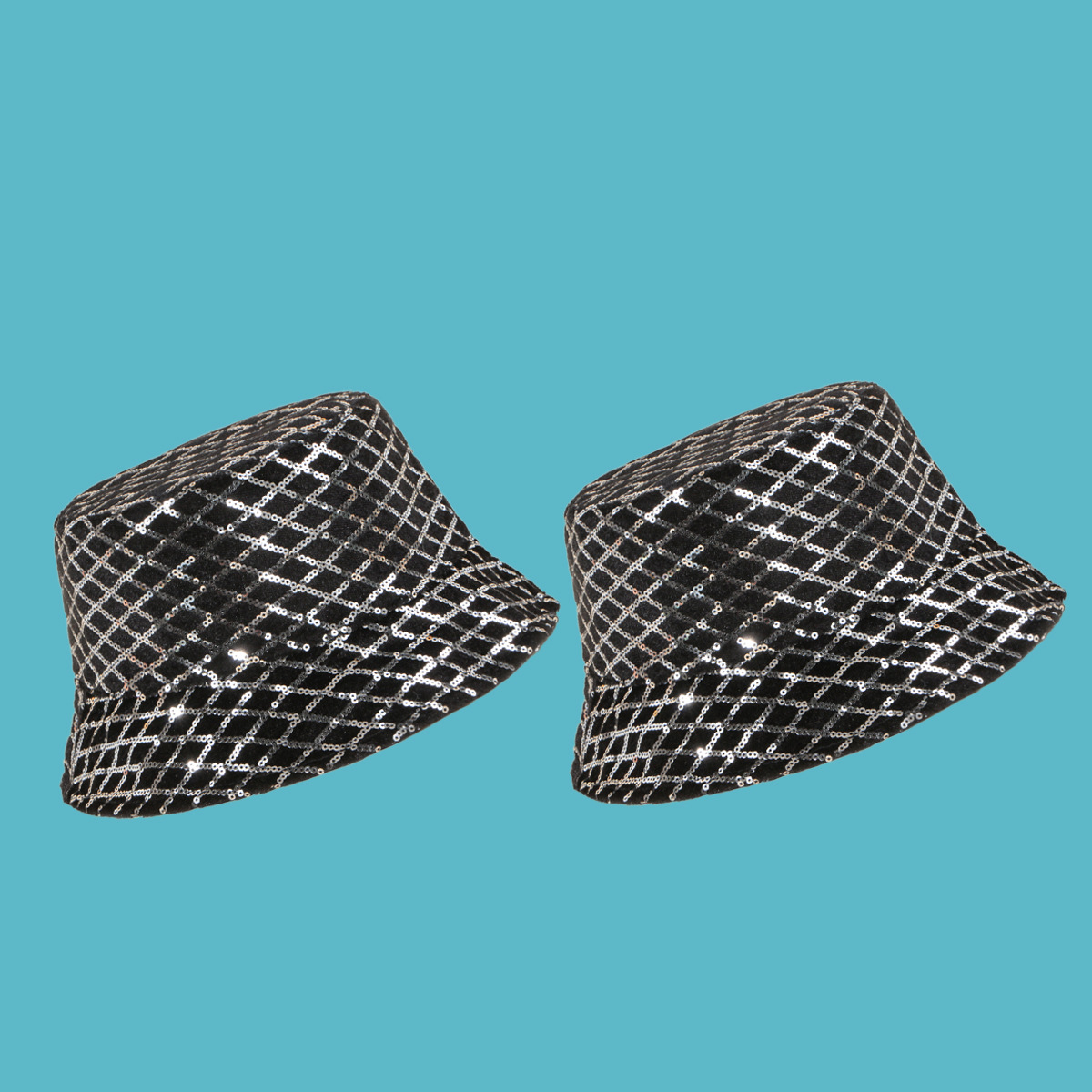 Black Fashion Diamond Sequin Fisherman Hat display picture 1