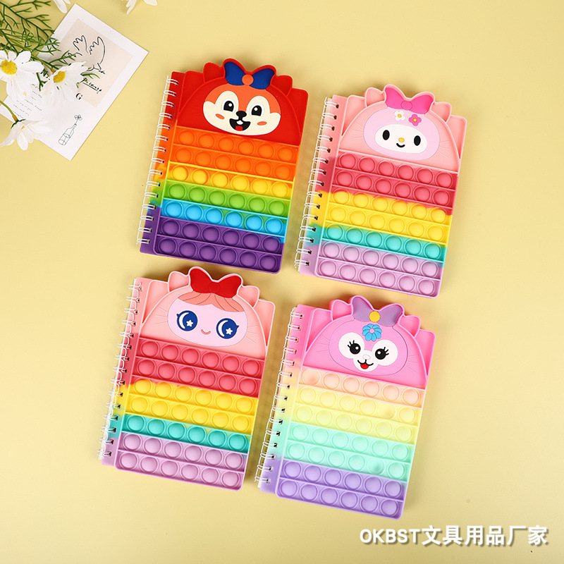 Ratón asesino pionero cuaderno educativo burbuja libro de descompresión lindo de dibujos animados pop it juguete Arco Iris prensa libro de música