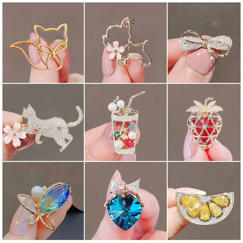 Cute animal anti-light brooch women's high-end sense high-end cross-border high-end women's corsage pin fashion jewelry wholesale