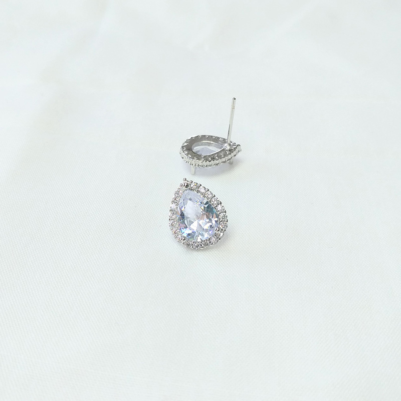 Earrings, Necklace Classification Daily Occasion Copper Material Simple Style Water Droplets Copper Plating Inlay Zircon Women's Earrings Necklace