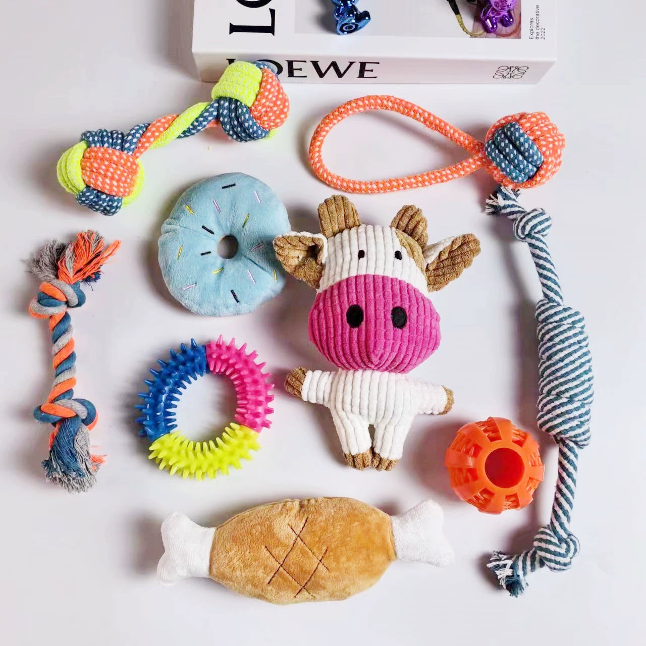 Амазонка Горячие товары для домашних животных Собаки Хлопковая веревка игрушечный шарик комбинированный набор плюшевых звуковых игрушек для оптовой продажи