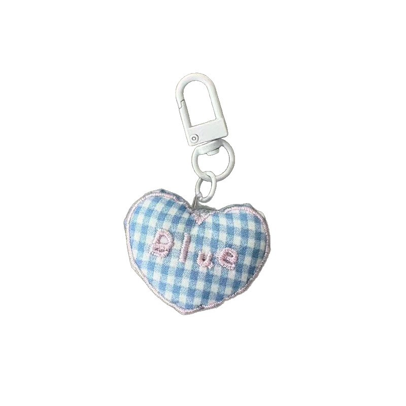 Corazón encantador de la niña cuadrícula amor llavero colgante tela amor broche ropa accessorios zapatos calcetines diy