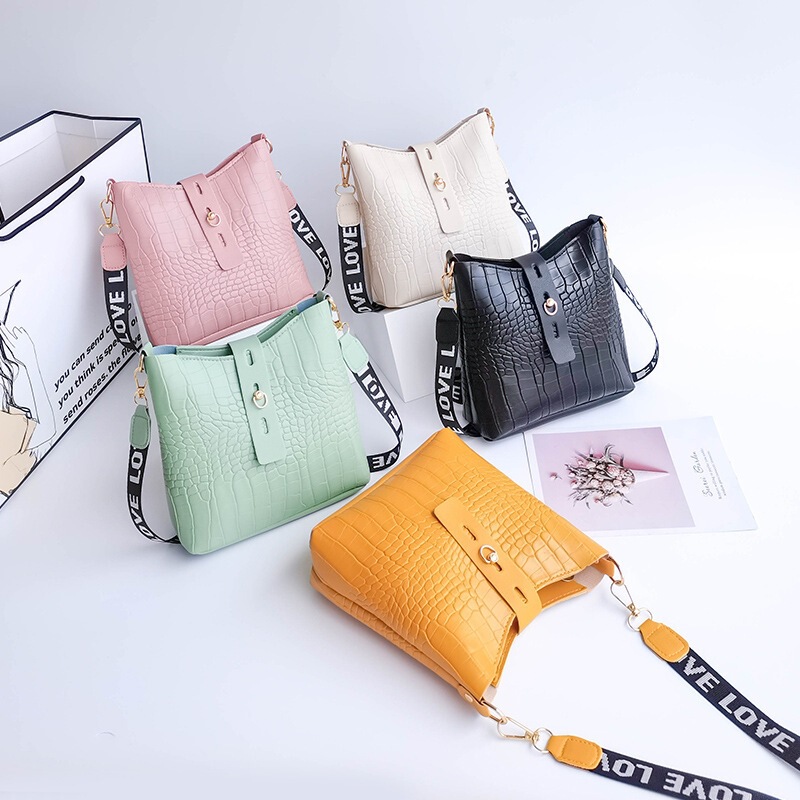 Foreign Trade Bags for Women, Crocodile Pattern Bucket Bag, 2025 New Model, Large Capacity, Ins Style, Single Shoulder Crossbody Bag, Wholesale