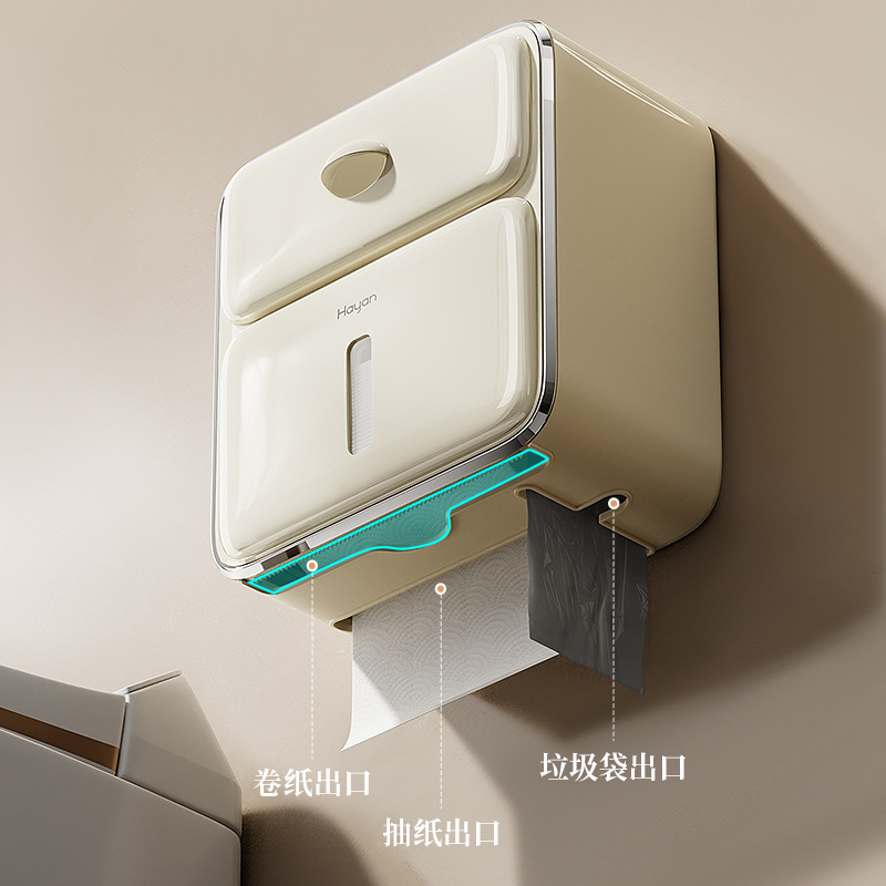 Hayan Haiying caja de papel higiénico de doble capa sin perforaciones titular de papel higiénico caja de almacenamiento de tejido tipo cajón