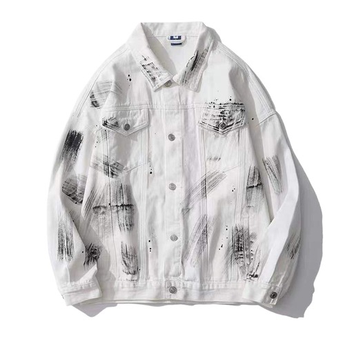 Men's Spring/Fall Hong Kong-style Retro Graffiti Long-Sleeve Jacket—Loose Fit, Trendy, and Perfectly Versatile for Casual Outfits
