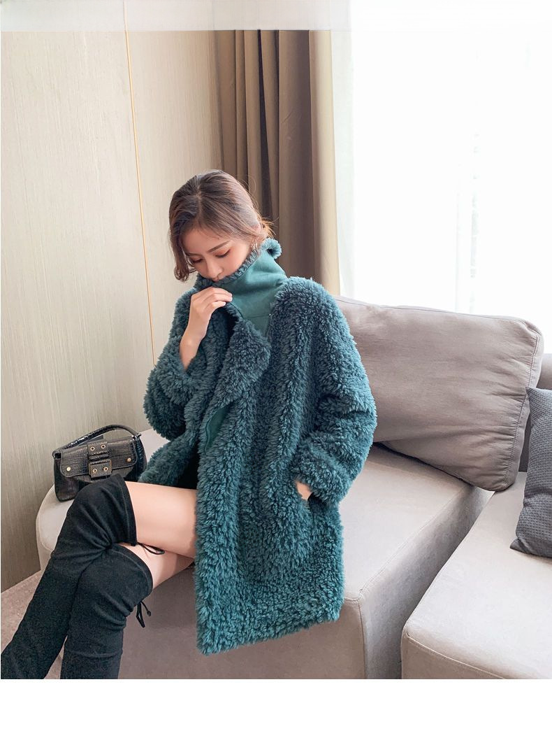 Winter mid-length fleece coat for women 2023 new suit collar lambswool fur integrated granular fleece coat_voghion.com