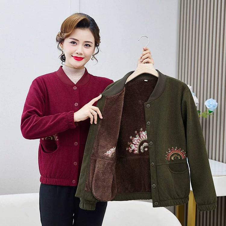 Мама с плюшевым теплым пальто Бейсбольный костюм для женщин среднего и пожилого возраста 5060 осень и зима новая толстая куртка топ