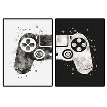 速卖通热销游戏手柄挂画 抽象水彩男孩客厅卧室装饰帆布画芯