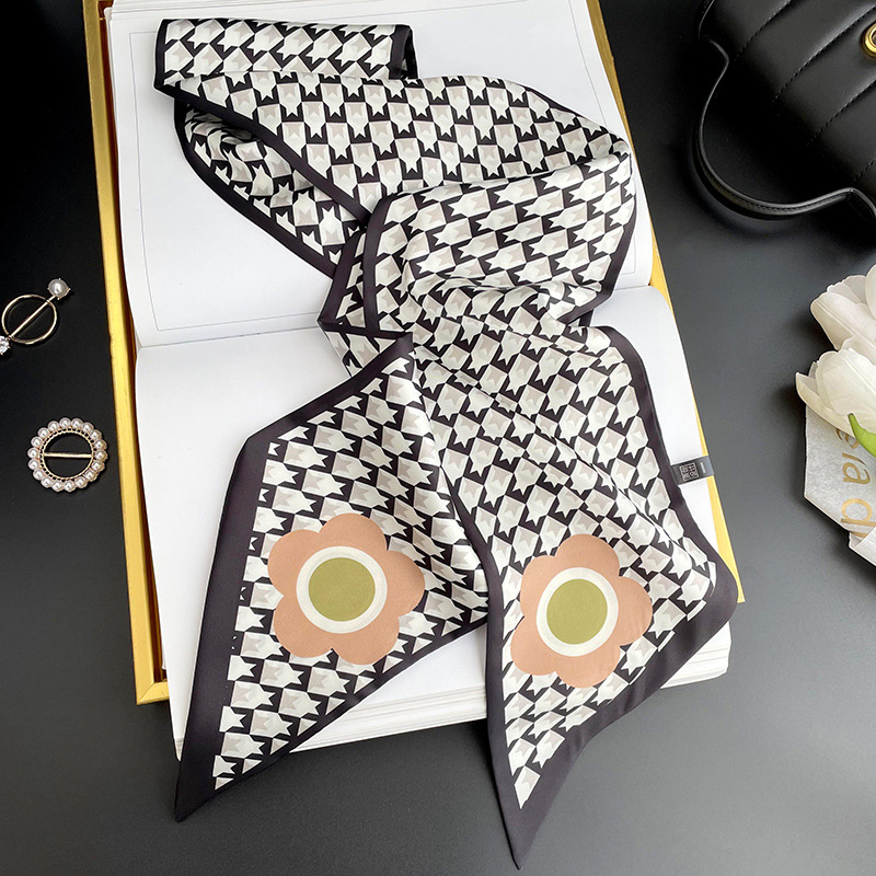 Bufanda larga pequeña para mujer primavera y verano nuevo impreso moda todo partido corbata de pelo bolsa bufanda decorativa cinta banda de pelo