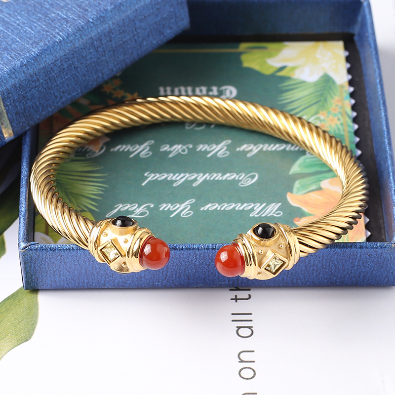 Fashion Geometric Titanium Steel Plating Bangle