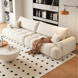 2025 New Modern Simple Puff Sofa Small Apartment Rental Living Room Fabric Marshmallow Straight Sofa