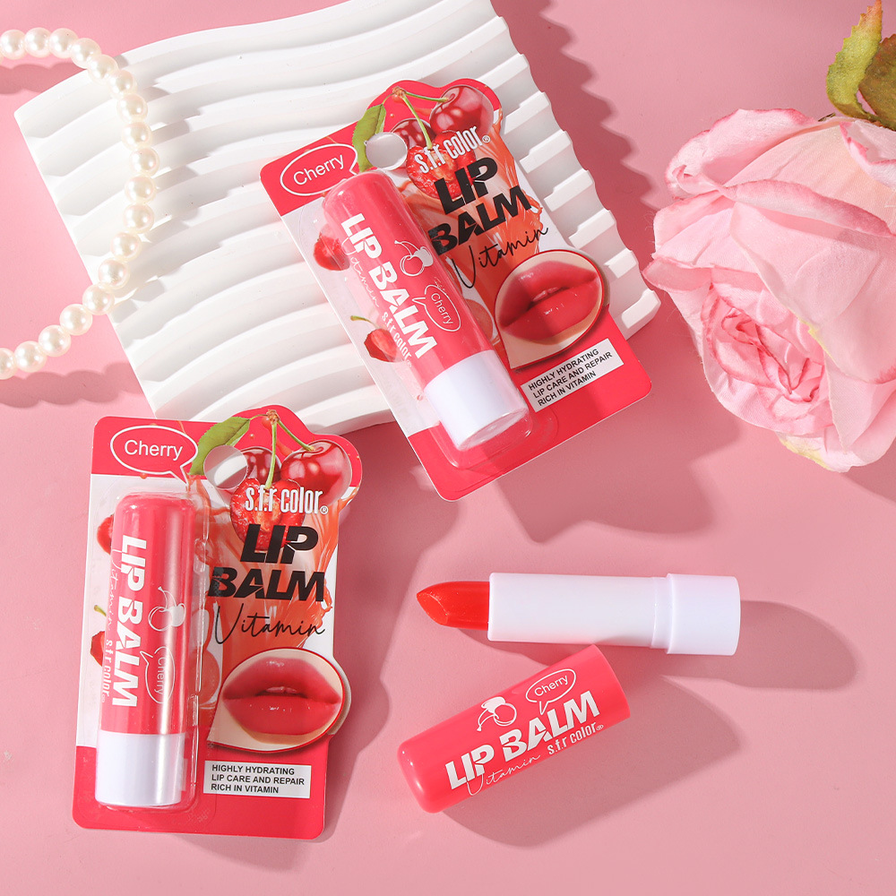s.f.r color transfronterizo hidratante anti-agrietamiento color natural brillante lápiz labial cereza