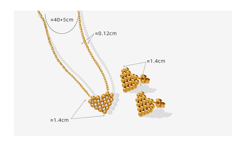 6g Weight Vacuum Plating Gold Plating Process Wholesale Jewelry Simple Style Heart Shape 304 Stainless Steel 18K Gold Plated Plating Hollow Out Earrings Necklace