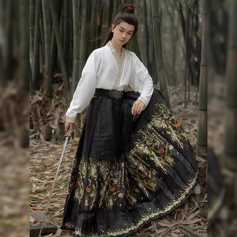 Новая тканая Золотая юбка-жилет в китайском стиле [Шарф] Мужская и женская пара в древнем стиле, национальная одежда династии Мин Хань, Повседневная Уличная оригинальная