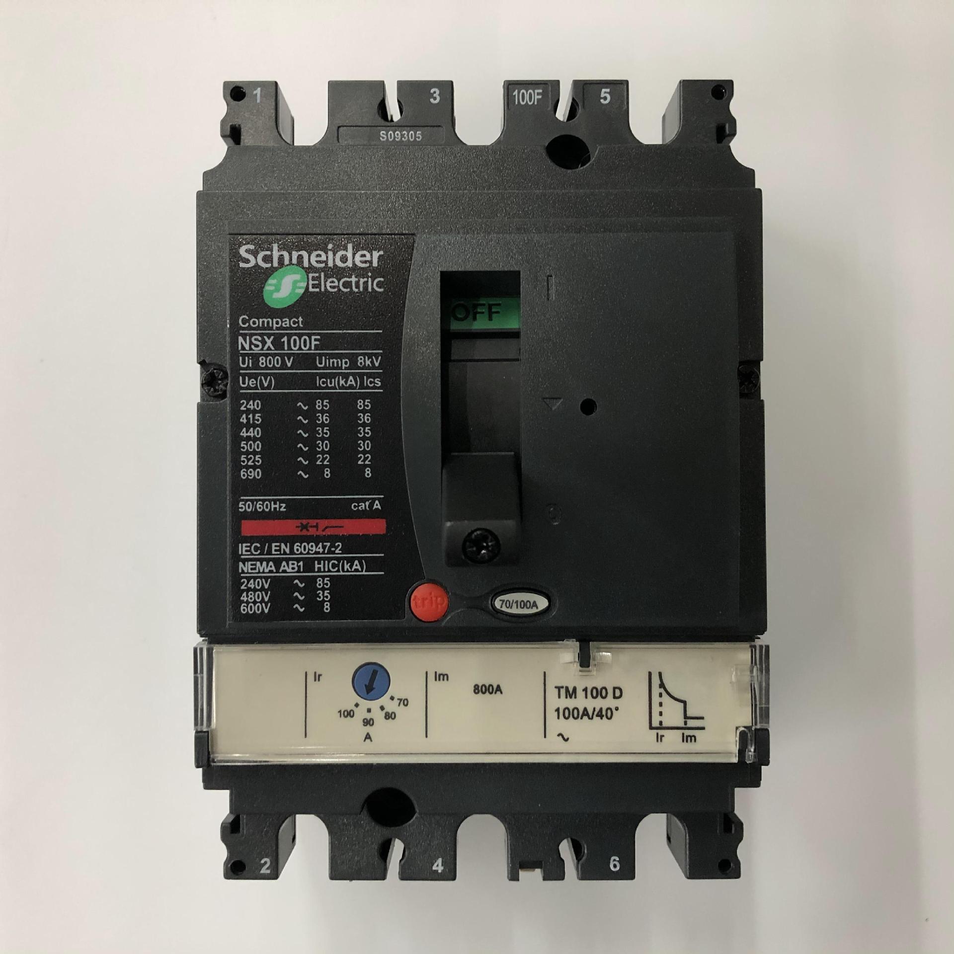 原装正品NSX100F 3P TM100D 100A Schneider空气开关塑壳式断路器