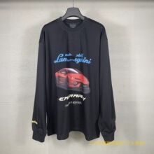 巴黎高版本SS25新款B家经典字母兰博基泥轮廓印花大码宽松长袖T恤