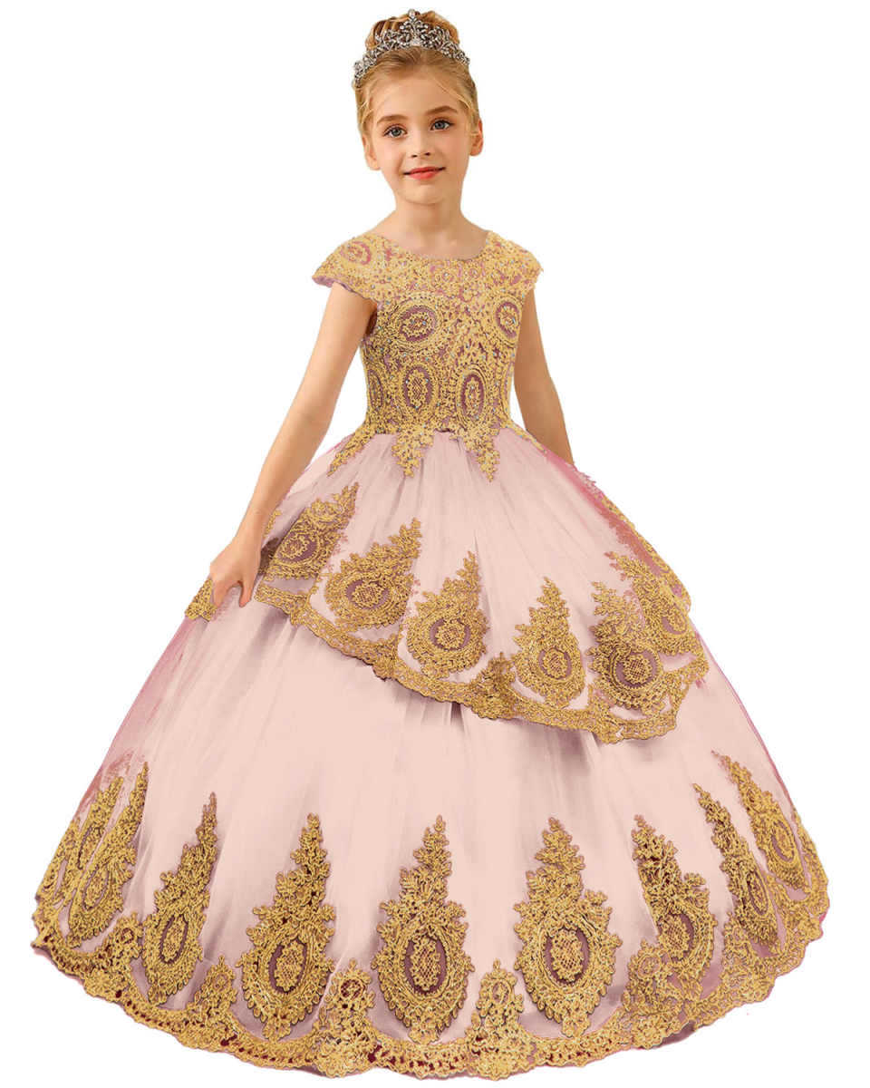 Europa transfronteriza comercio exterior vestido infantil floral vestido de novia niña encaje caliente correa de perforación espectáculo de desfile calzoncillos