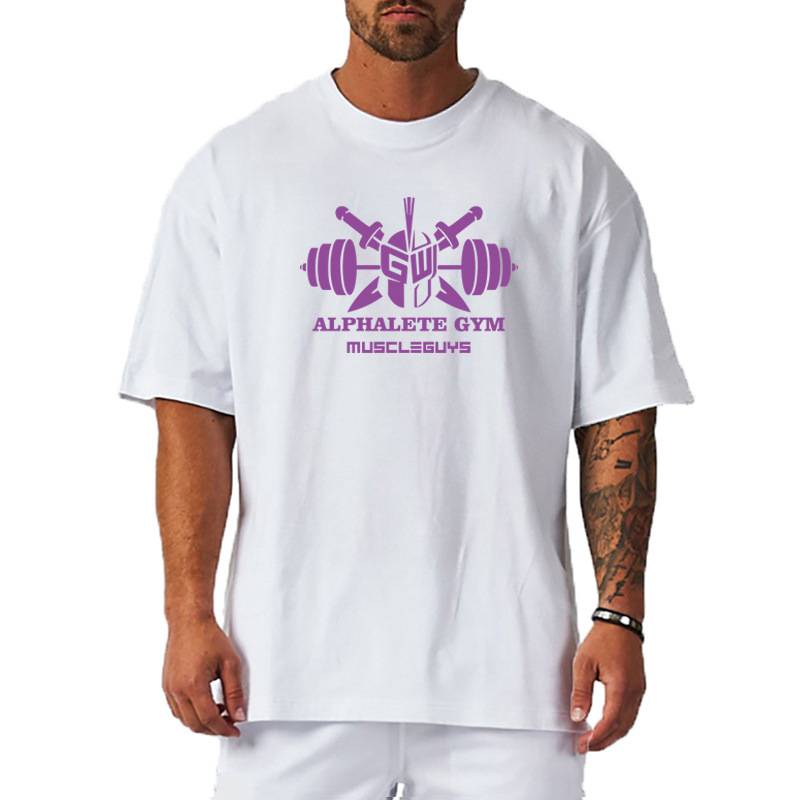 Summer Sports Short-Sleeved Men's T-Shirt, Loose Fit for Fitness Training, Muscle Building, Breathable, Large Size, Suitable for Running