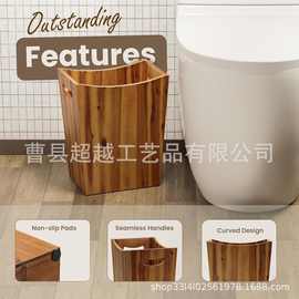 亚马逊木制垃圾桶家用木制带手柄卧室浴室客厅办公室家用垃圾桶
