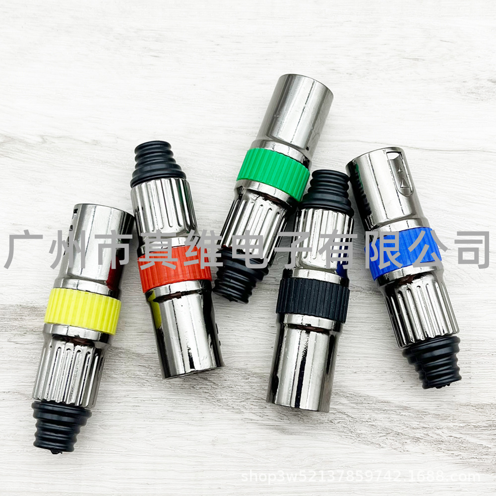 枪灰色三芯卡侬头 话筒接头 XLR卡农公头 调音台插头 3芯卡龙母头