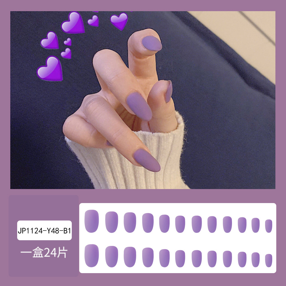 Nuevo parche de uñas de uñas de uñas esmeriladas de color sólido corto redondo desmontable parche de uñas postizas de uñas portátiles al por mayor