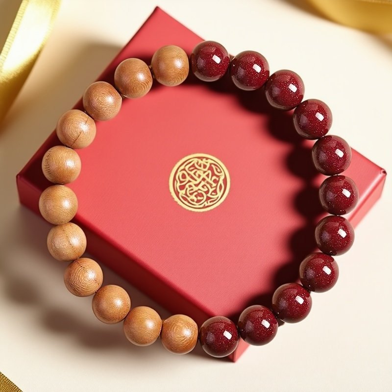2025 Year of the Animal Old Peach Wood Cinnabar Bracelet Natural Fortune Removal Bad Luck Men's and Women's Safety Bracelet Buddha Beads Wholesale