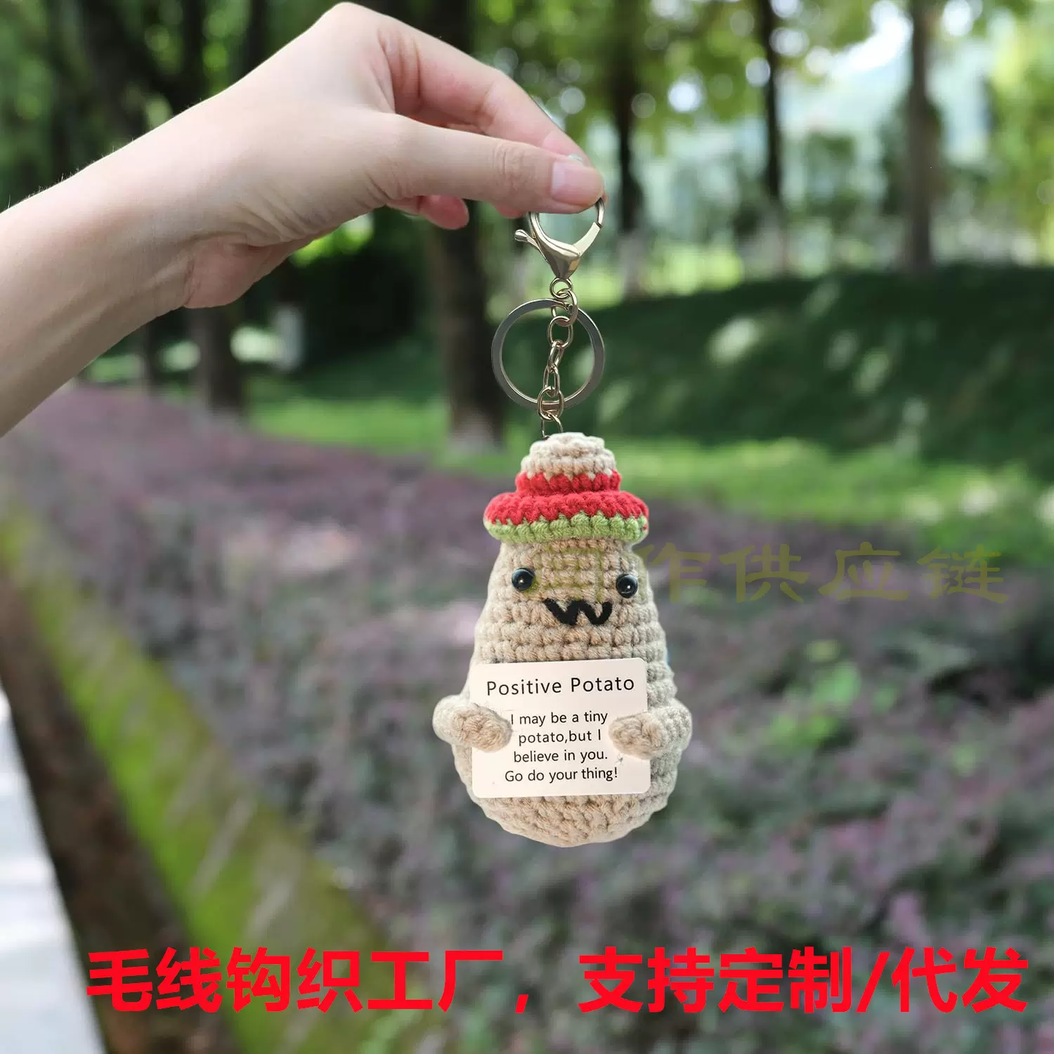 亚马逊新款正能量土豆小丑热狗搞怪手工毛线钩织动物蔬菜水果玩偶